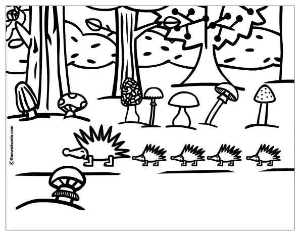 Раскраска Поляна с грибами