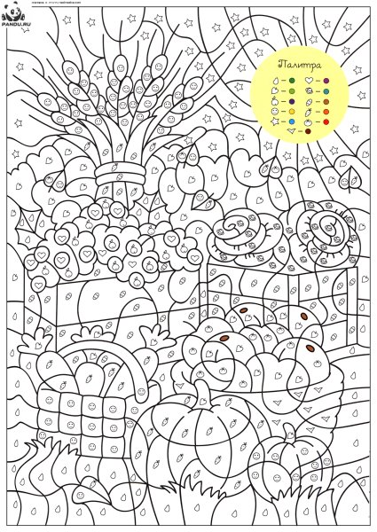 Раскраска по номерам овощи