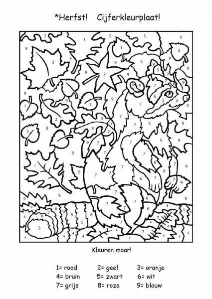 Осенняя раскраска по номерам для детей