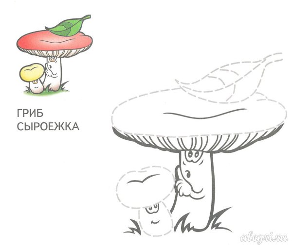 Грибы для раскрашивания сыроежка для детей