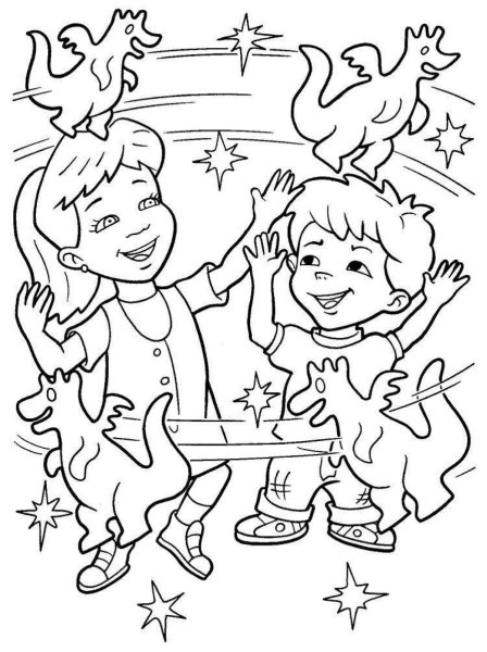 Раскраска счастливые дети