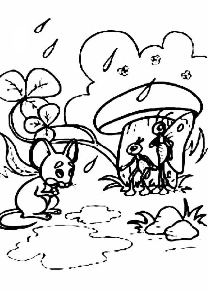 Раскраска Сутеев грибок-Теремок