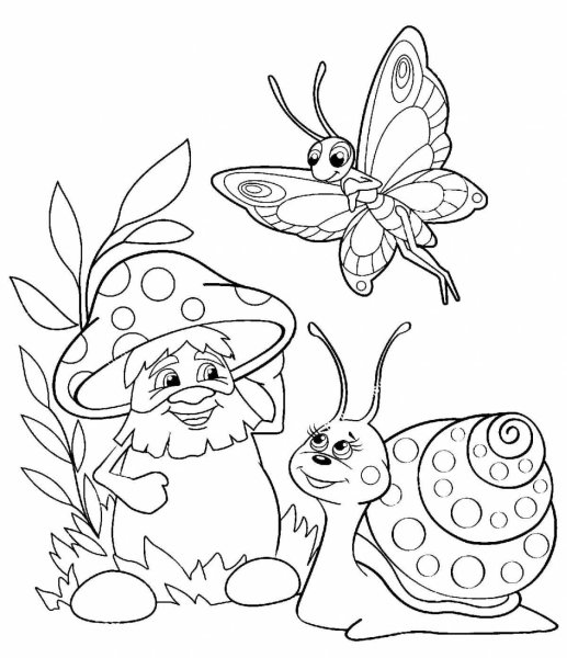 Под грибом раскраска