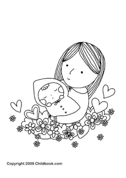 Раскраска мать и дитя