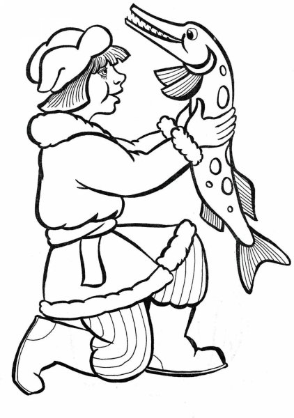 Сказка по щучьему велению раскраска