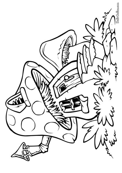 Домик гриб раскраска