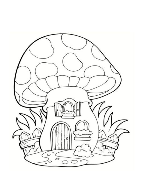 Домик гриб раскраска