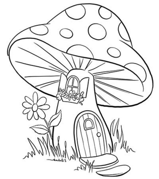Домик мухомор раскраска