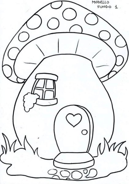 Домик гриб раскраска