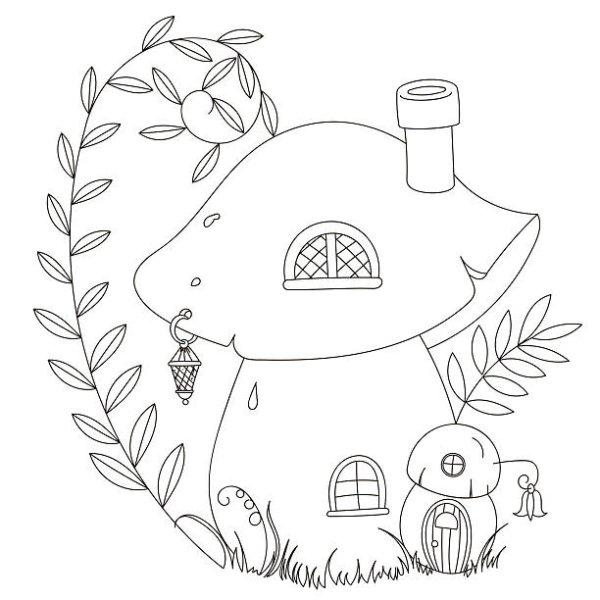 Раскраска домики из грибов