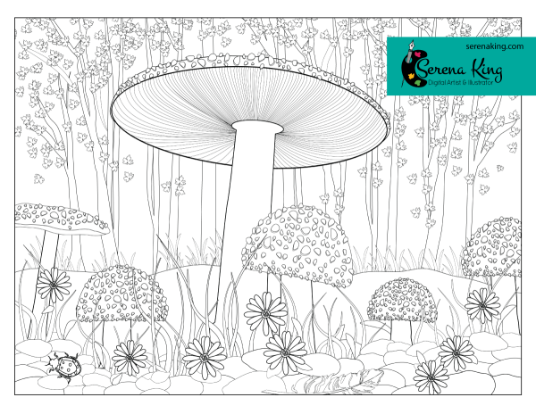 Раскраска антистресс грибы