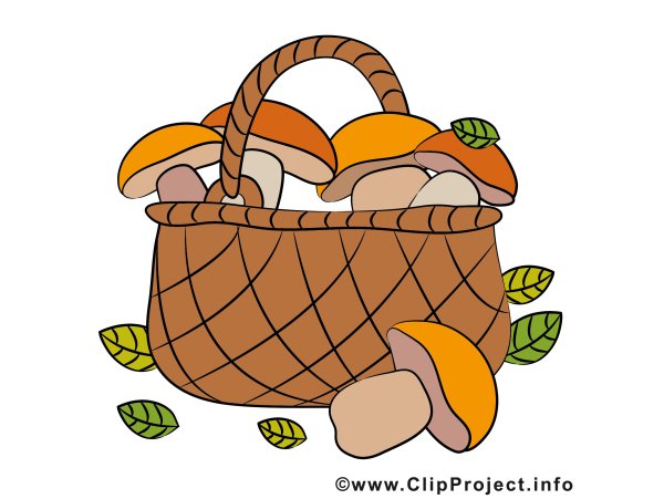 Корзинка с грибами рисунок