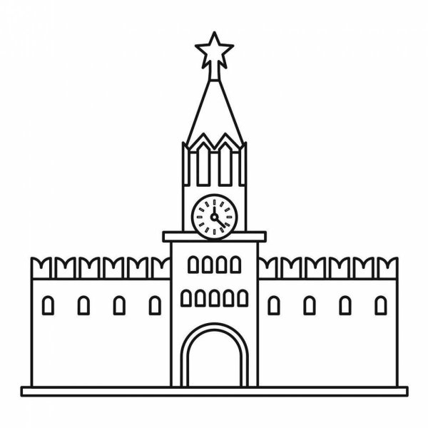 Спасская башня Московского Кремля для раскрашивания детям