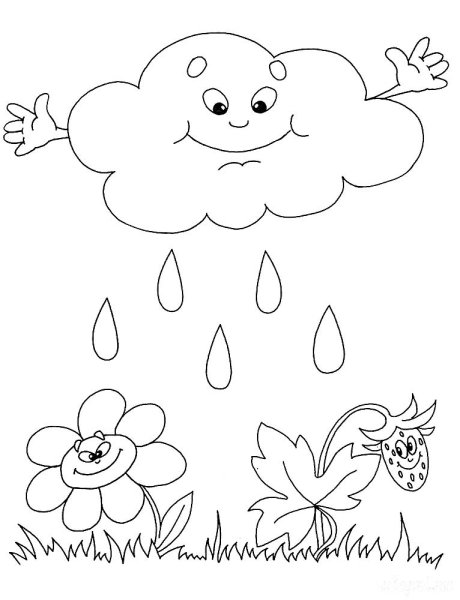 Тучка картинка для детей раскраска