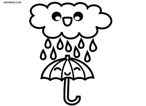 Тучка с зонтиком шаблон