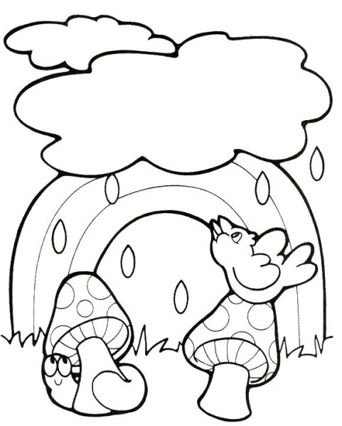 Грибной дождь раскраска