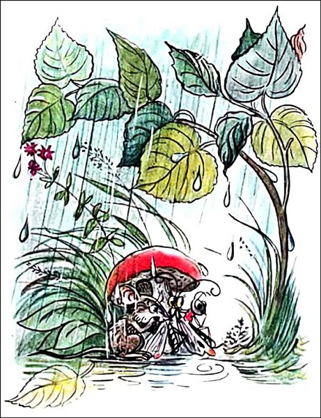 Сутеев под грибом иллюстрации