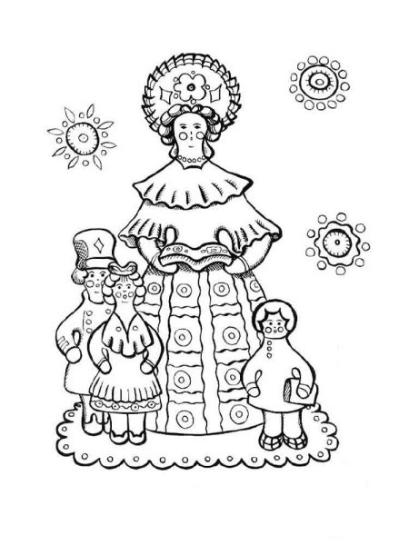 Дымковская игрушка Барыня раскраска