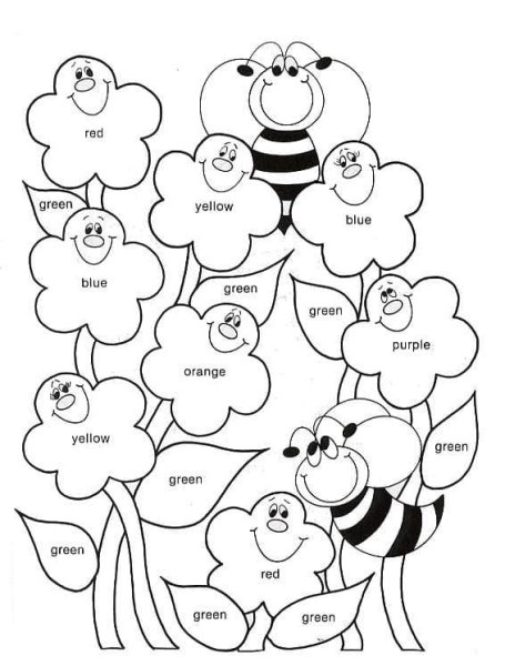 Раскраска на английском языке цвета