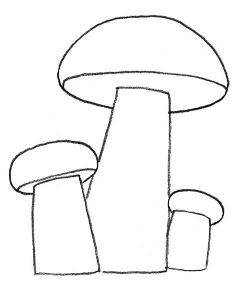 Нарисовать гриб подберезовик карандашом