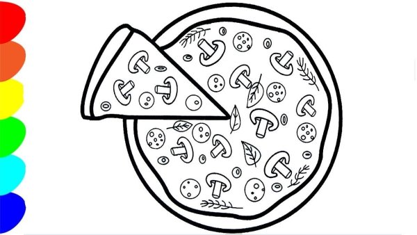 Пицца раскраска для детей