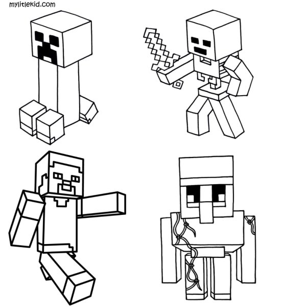 Майнкрафт персонажи раскраска