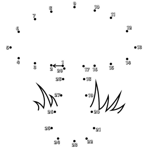 Соедини по точкам гриб