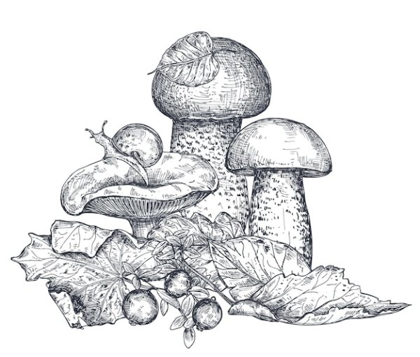 Гравюра грибы