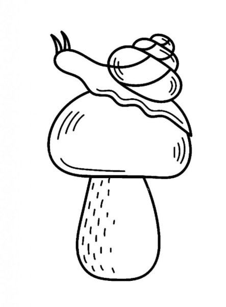 Грибок с улиткой раскраска