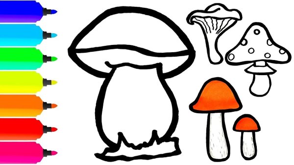 Разукрасить грибы цветные