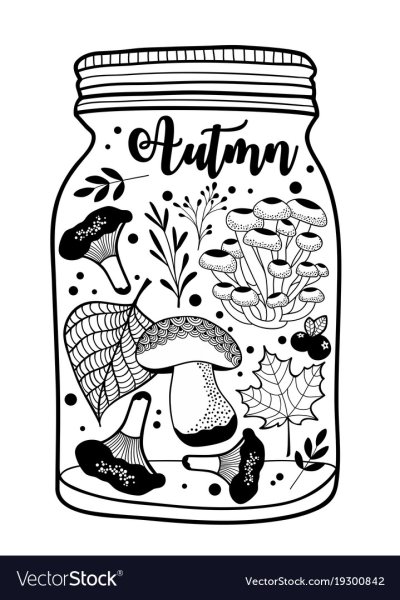 Раскраска банка с грибами