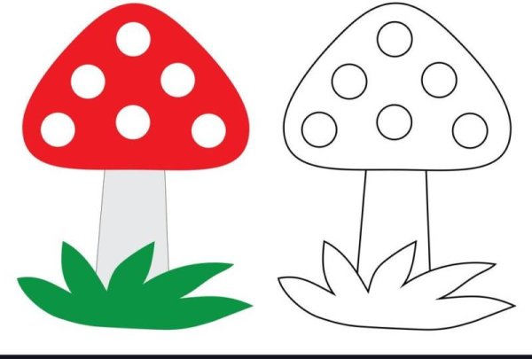 Раскраски грибы мухомор для детей 3-4 лет