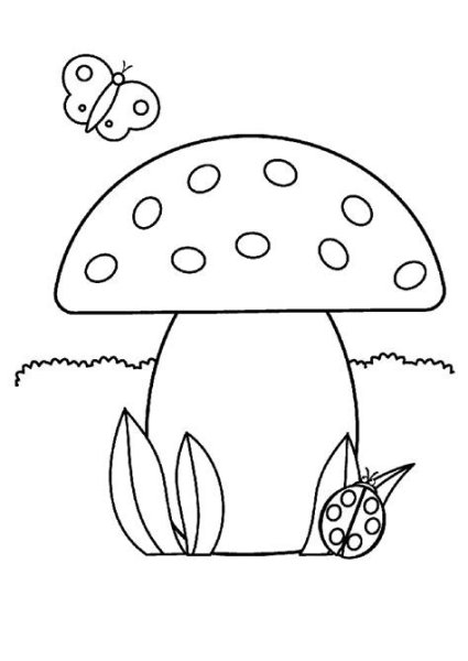 Трафарет мухомора для аппликации