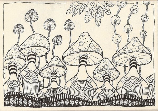 Дудлинг грибы