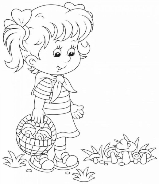 Девочка с корзинкой раскраска
