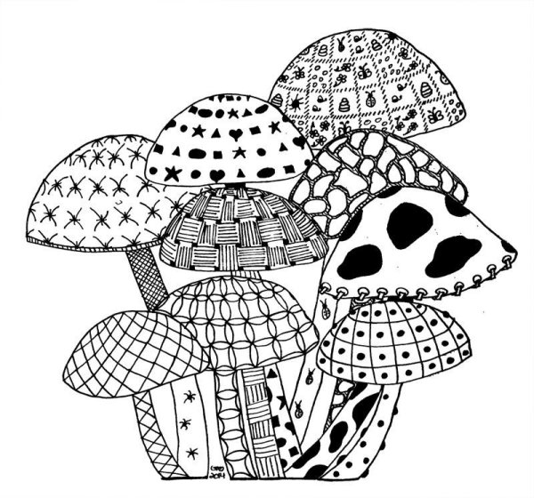 Зентангл узоры грибы