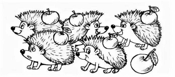 Раскраска ежиха с ежатами