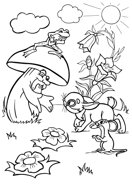 Грибок к сказке Сутеева под грибом раскраска гриб