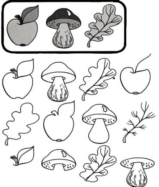 Ягоды грибы раскраски для малышей