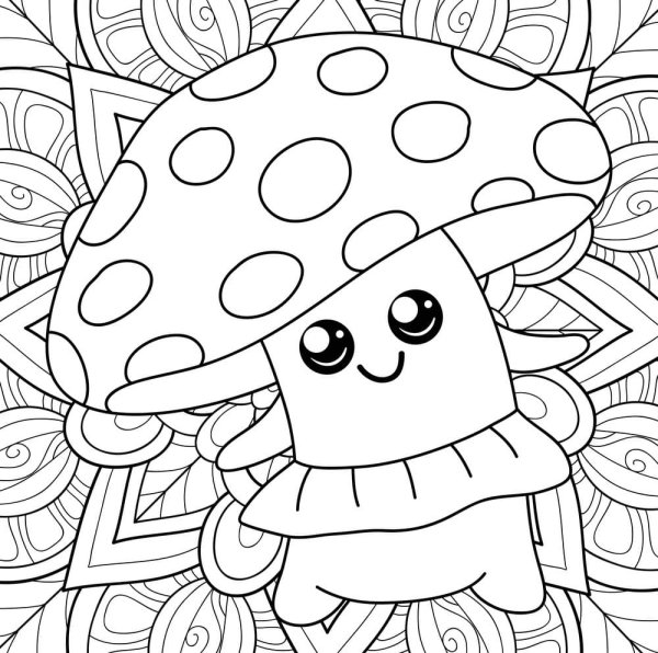 Раскраска милый мухомор