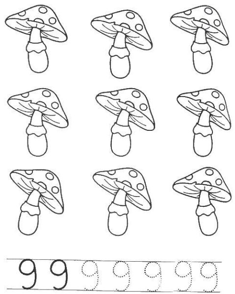 Раскраска грибы много маленьких