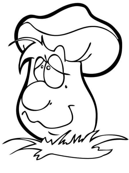 Раскраска веселый гриб для детей