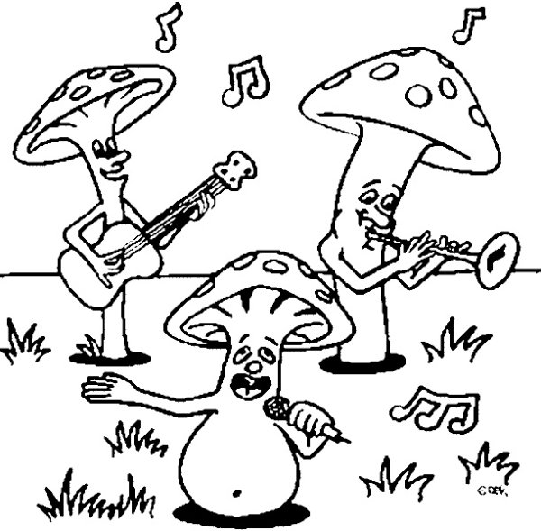 Смешные грибы раскраска