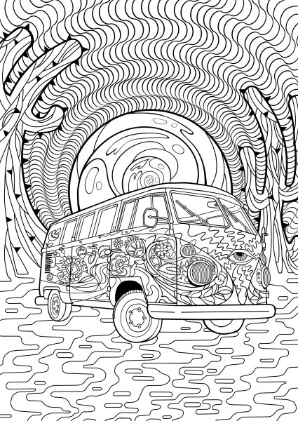 Раскраска машина хиппи