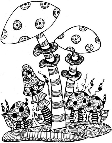 Зентангл грибы