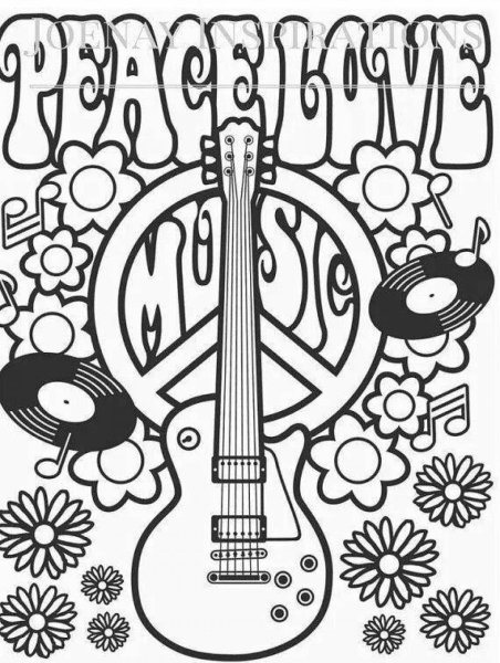 Рисунки в стиле хиппи раскраска