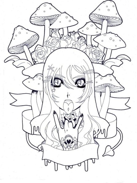 Раскраска антистресс грибы психоделика