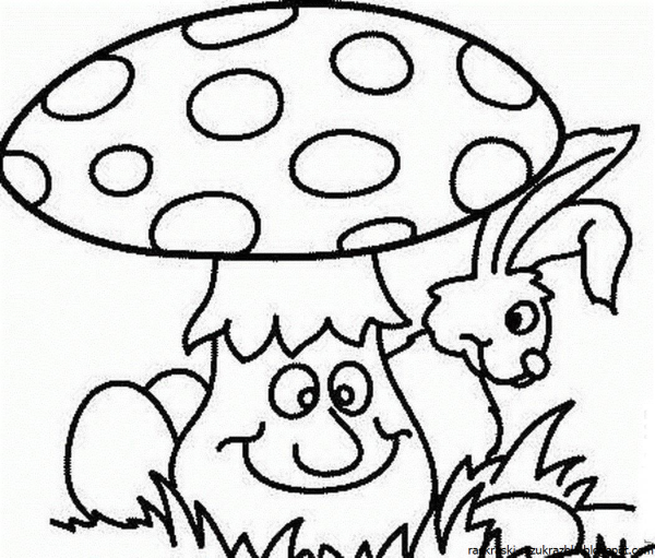 Грибы раскраска для детей