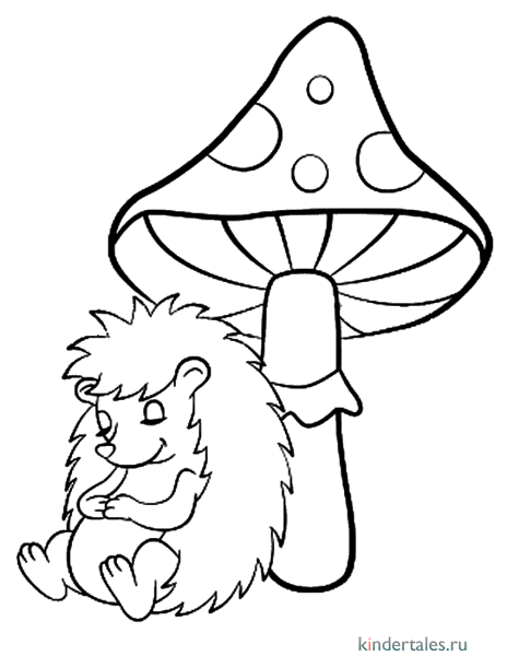 Ежик с грибочком раскраска