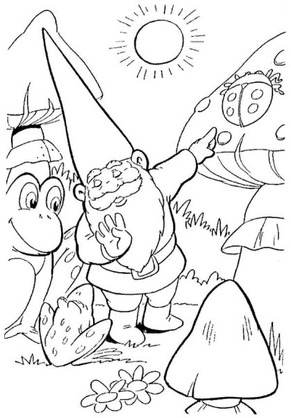 Раскраска Гномы в пещере